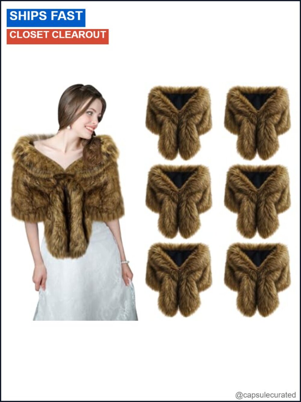 Faux Fur Shawl Wrap Stole Shrug Winter Scarf Cape Wedding Evening